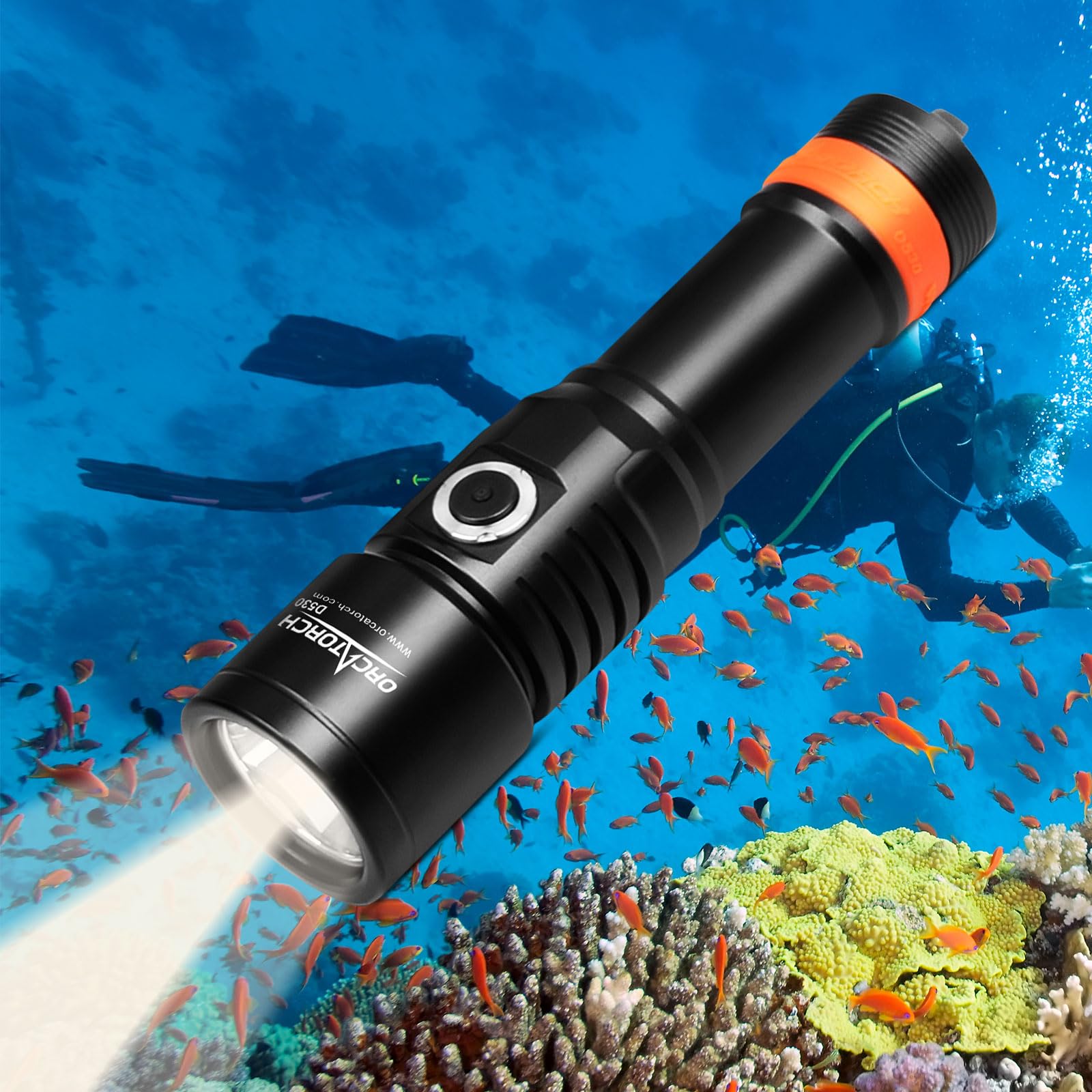 ORCATORCH D530 1300 Lumens Scuba Dive Light with 5000K Warm White Light