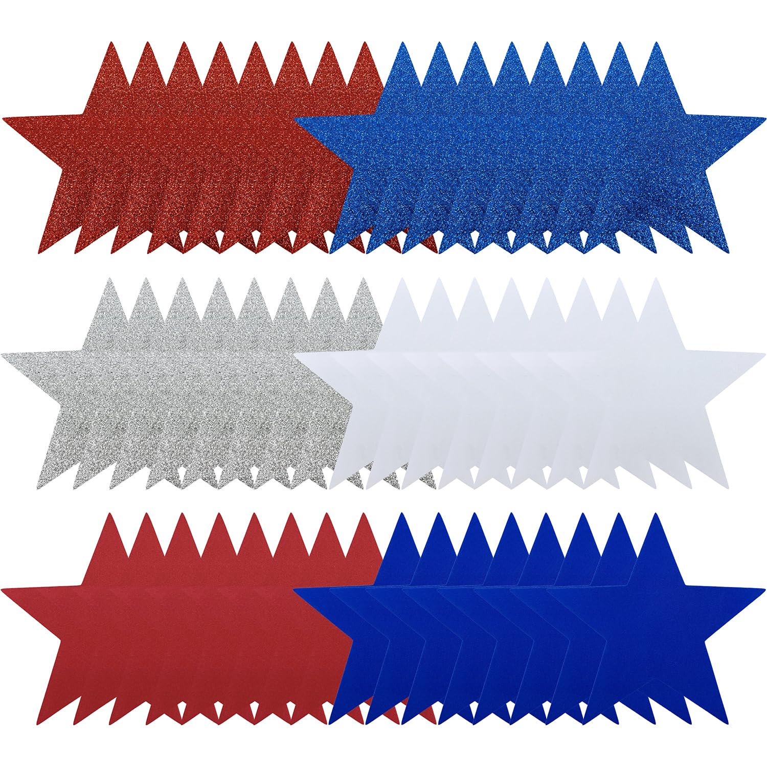 48 Pcs 6 Inch Foam Stars for Crafts, Red White and Blue Star Shaped Crafts Foam DIY Projects Supplies for 4th of July Independence Day Memorial Day
