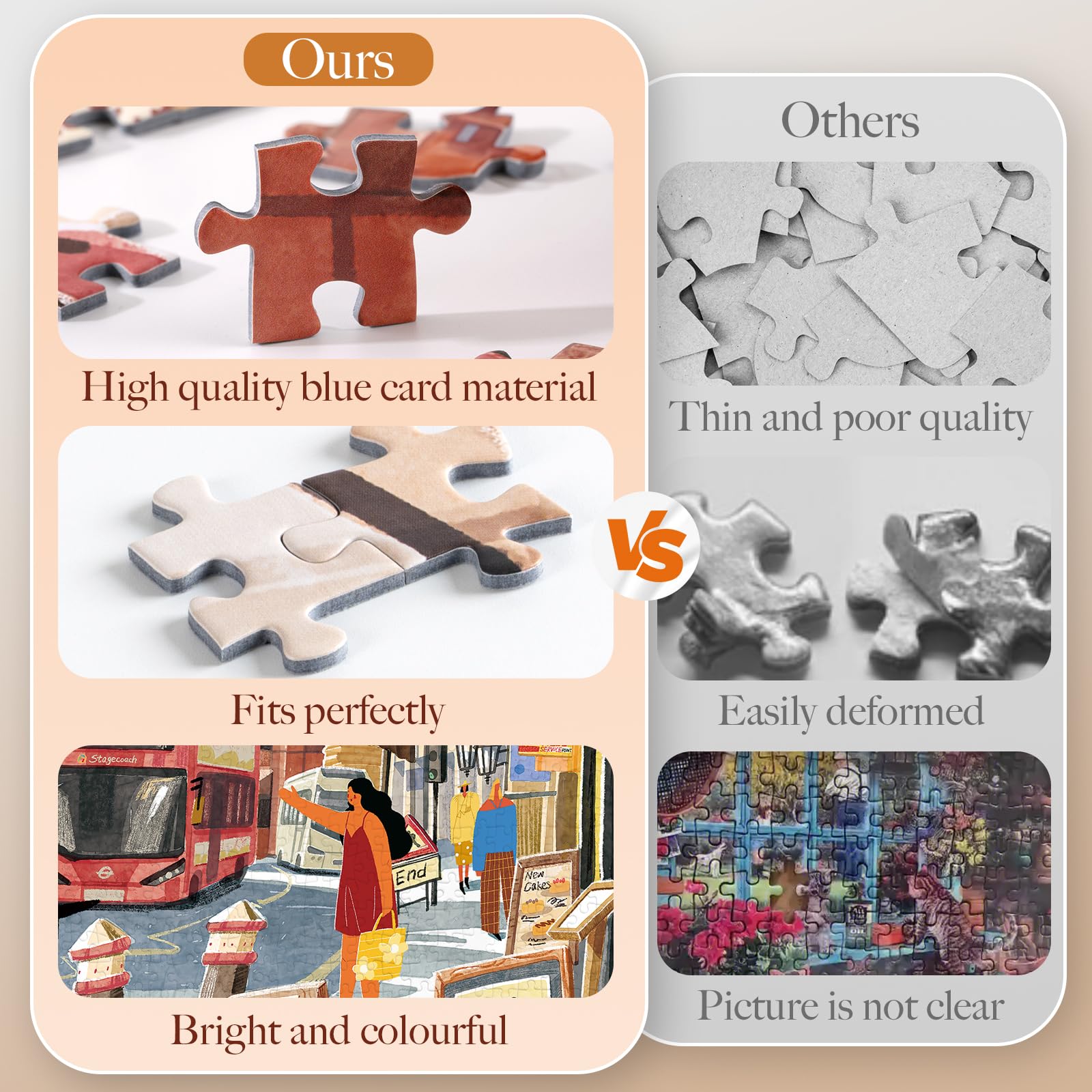 ROWOOD Puzzle da 1000 pezzi per adulti e bambini, gioco impegnativo, giocattolo educativo, puzzle regali per donne e uomini, passeggiata a Londra