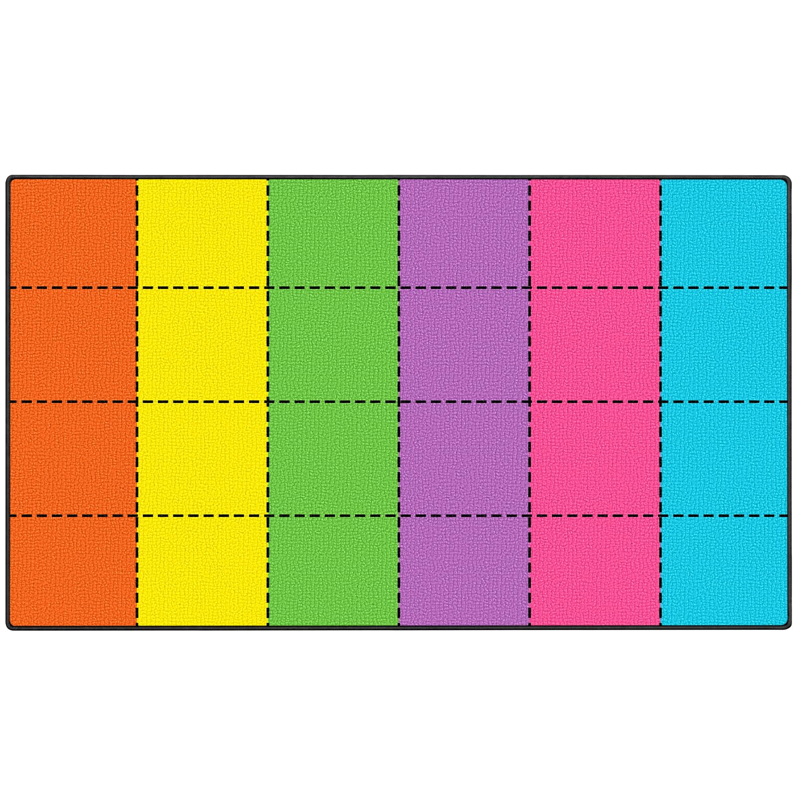Classroom Rug with 24 Seats- 7'6" x 13'1" Large Rectangle Carpet Squares for Elementary, Preschool, Daycare - Non Slip, Flame Retardant, Easy Clean Nylon Mat for Reading Circle &amp; Playroom