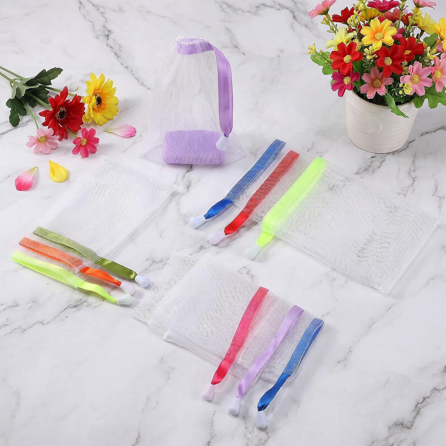Mesh Soap Bags for Soap Bars, 20Pcs Colorful Soap Saver Bag with Drawstring, Soft Foaming Pouches for Exfoliating, Travel Shower Home Daily Use image 3