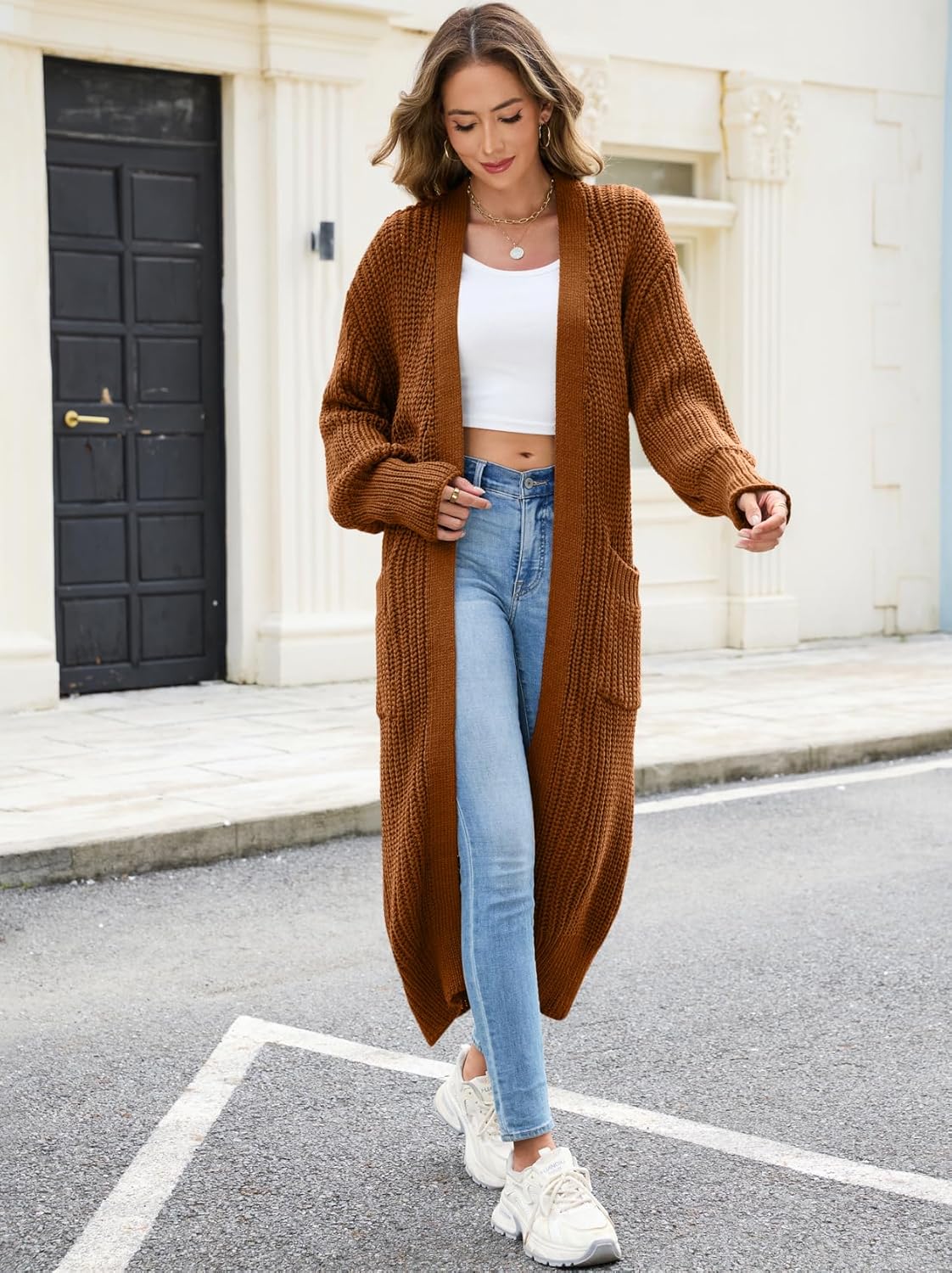 Women's Oversized Cardigans Sweater Long Coat Knit Fall Winter Cozy Outfits with Pockets - Image 5