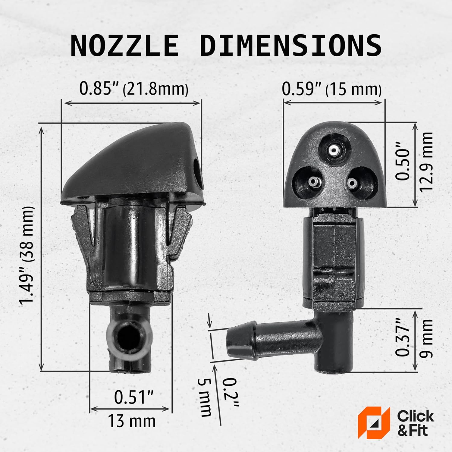 Click&Fit Adjustable Windshield Washer Nozzles compatible with Chevy Cruze J300 from 2008 to 2016 – Front Wiper spray jet replases 94556605, 3-way direction