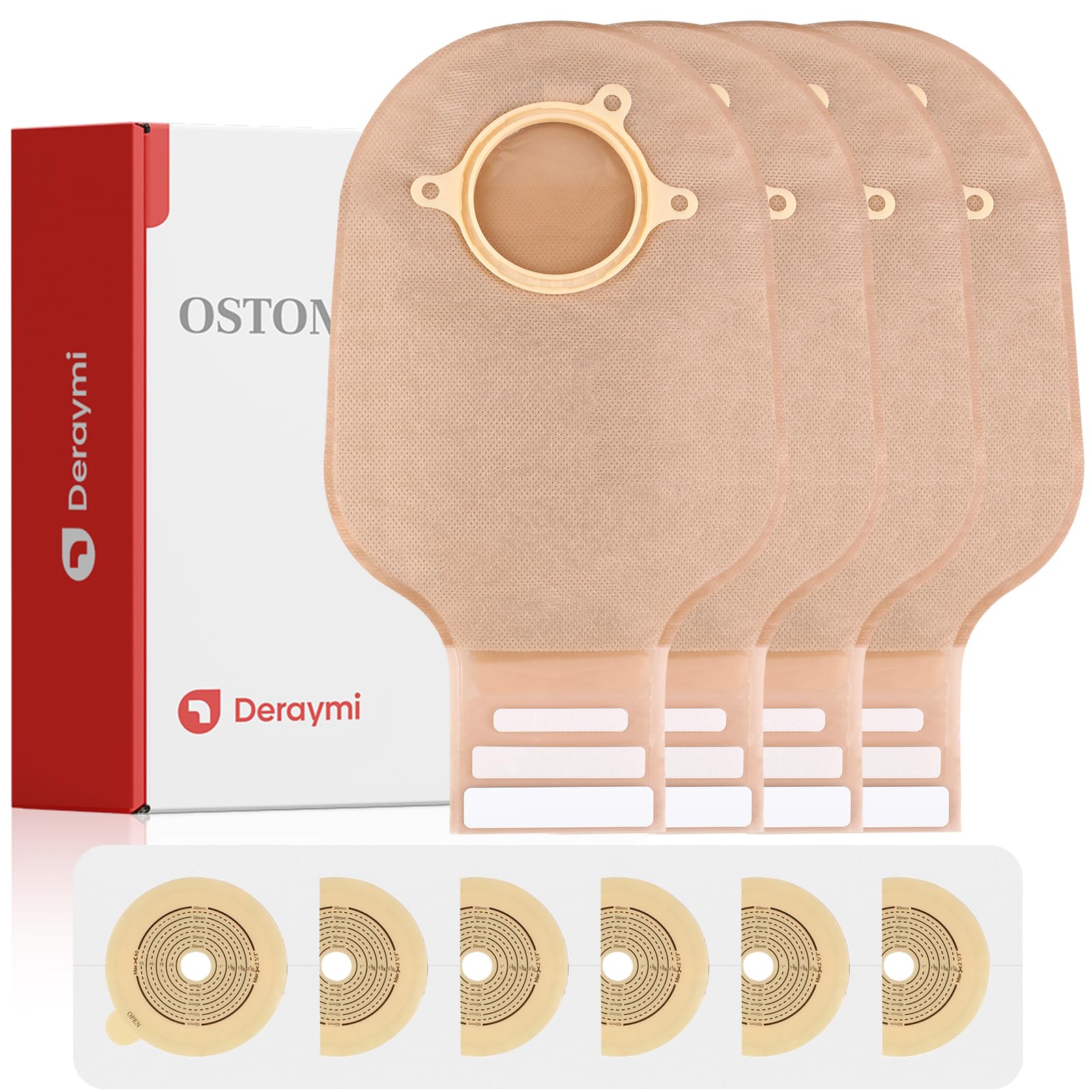 30 pz sacchetti di colostomia sacchetti di drenaggio a due pezzi sacchetto di ostomia per ileostomia e cura della stoma, (20 x sacchetti + 10 x barriere 60 mm max)