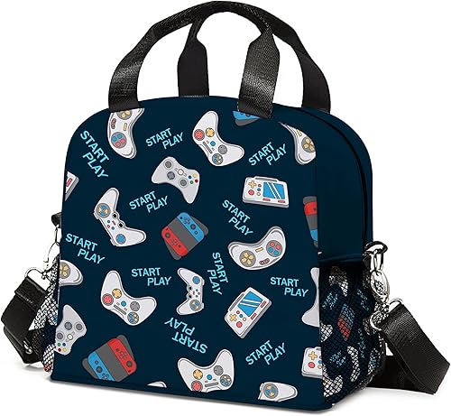 Miniatura 12 de Bolsa de almuerzo reutilizable con aislamiento térmico de gran capacidad para niños y niñas, bolsa enfriadora impermeable con correa ajustable para