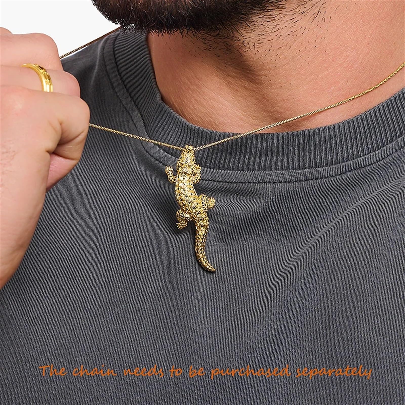 Pendentif Crocodile doré en argent Sterling 925, bijoux collier accessoire cadeau