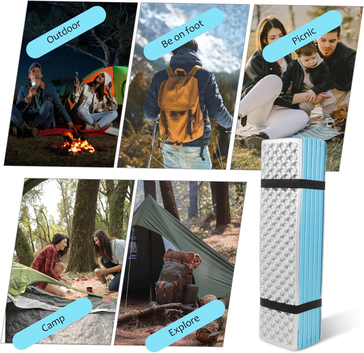 SUPVOX Foam Sleeping Pad Insulated Thermal Mat Compact Folding Pad Camping Mat for Adults