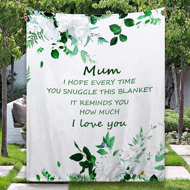 Magicoco Gift for Mum Warm Blanket from Daughter Son Gift for Women Mum Blankets Flower Plush Throw Gift for Her on Mother's Day