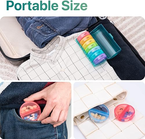 Miniatura 4 de Sukuos - Organizador semanal de pastillas de 7 días y 2 veces al día pastilleros grandes diarios para píldoras, vitaminas, aceite de pescado y