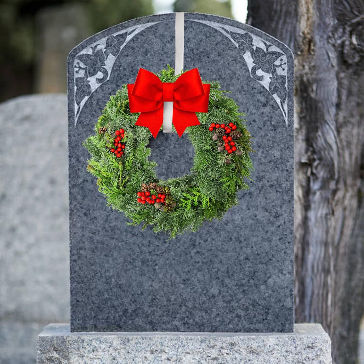 SHINCEL Headstone Wreath Hanger for Cemetery, Adjustable