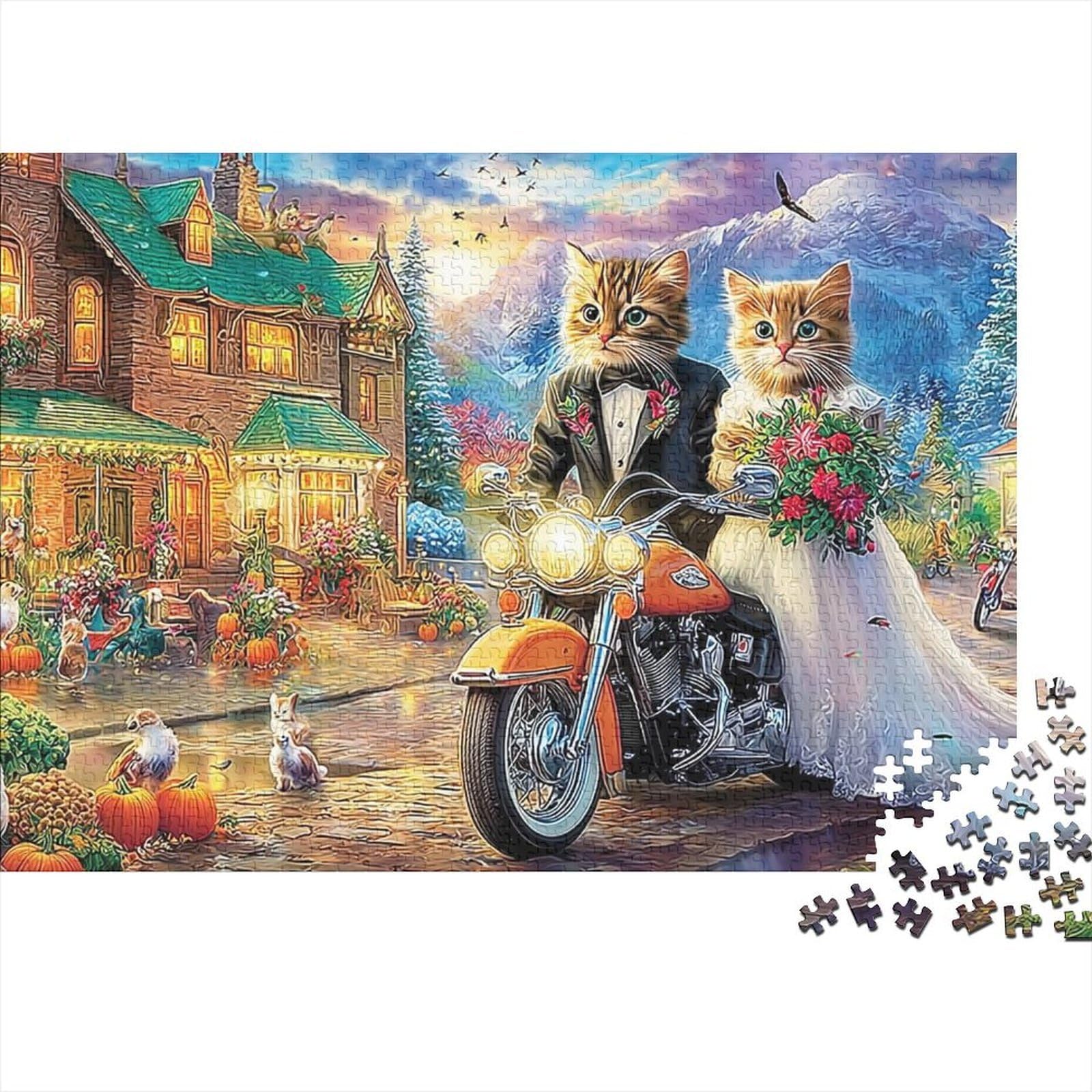 Rompecabezas de 1000 piezas de gatos en noche invernal, juego de magdalenas colorido de 38x26 cm 8