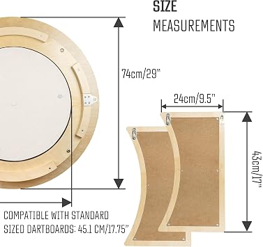Dart Board Cabinet Set with LED Light; Bristle Dartboard, Built in LED Light, Darts and Chalkboards