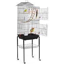 Topeakmart 62.4inch Standing Large Bird Cage with Rolling Stand for Budgies Cockatiels Parakeets Lovebirds Small Birds