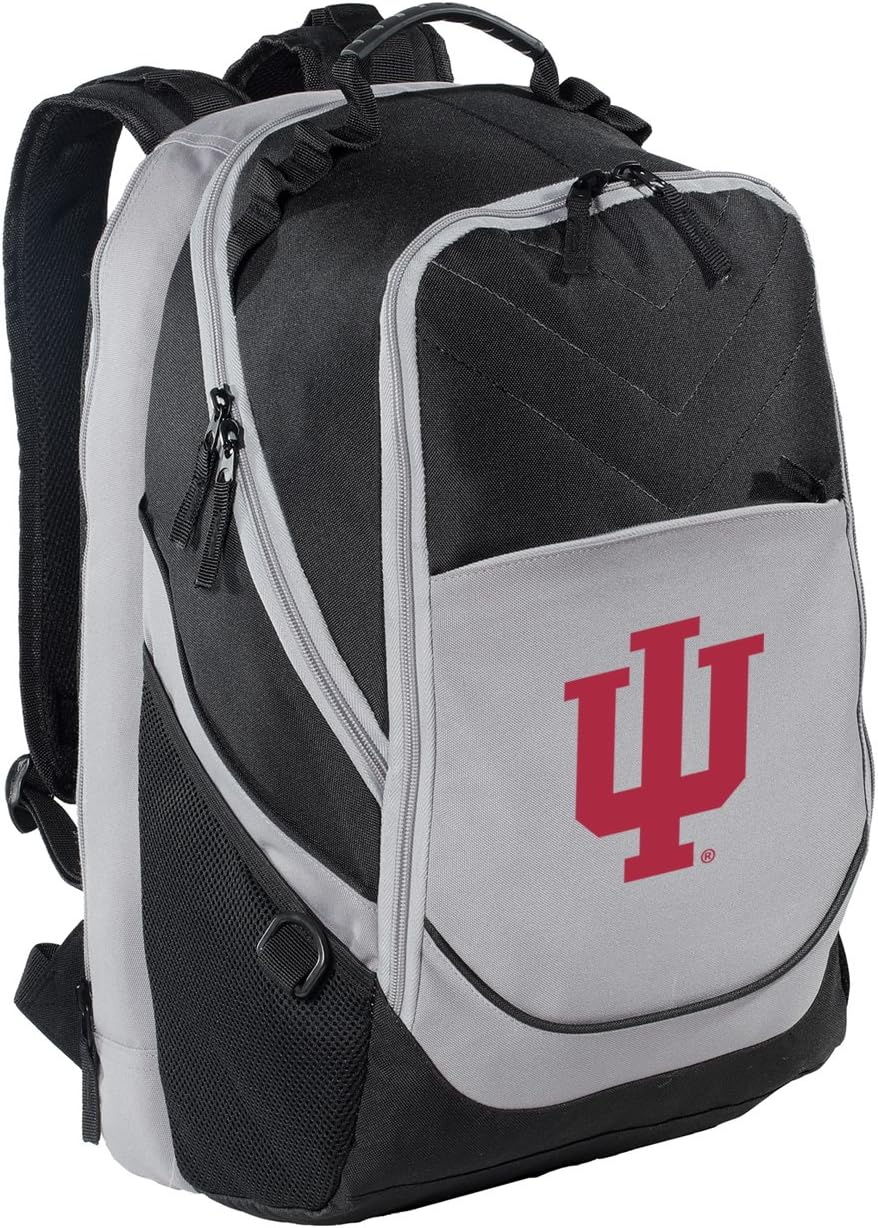 Broad Bay Indiana University Backpack Official IU Logo Laptop Computer Bag (Black & Gray)