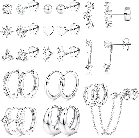 Florideco 13-Piece Flat Back Earring Set