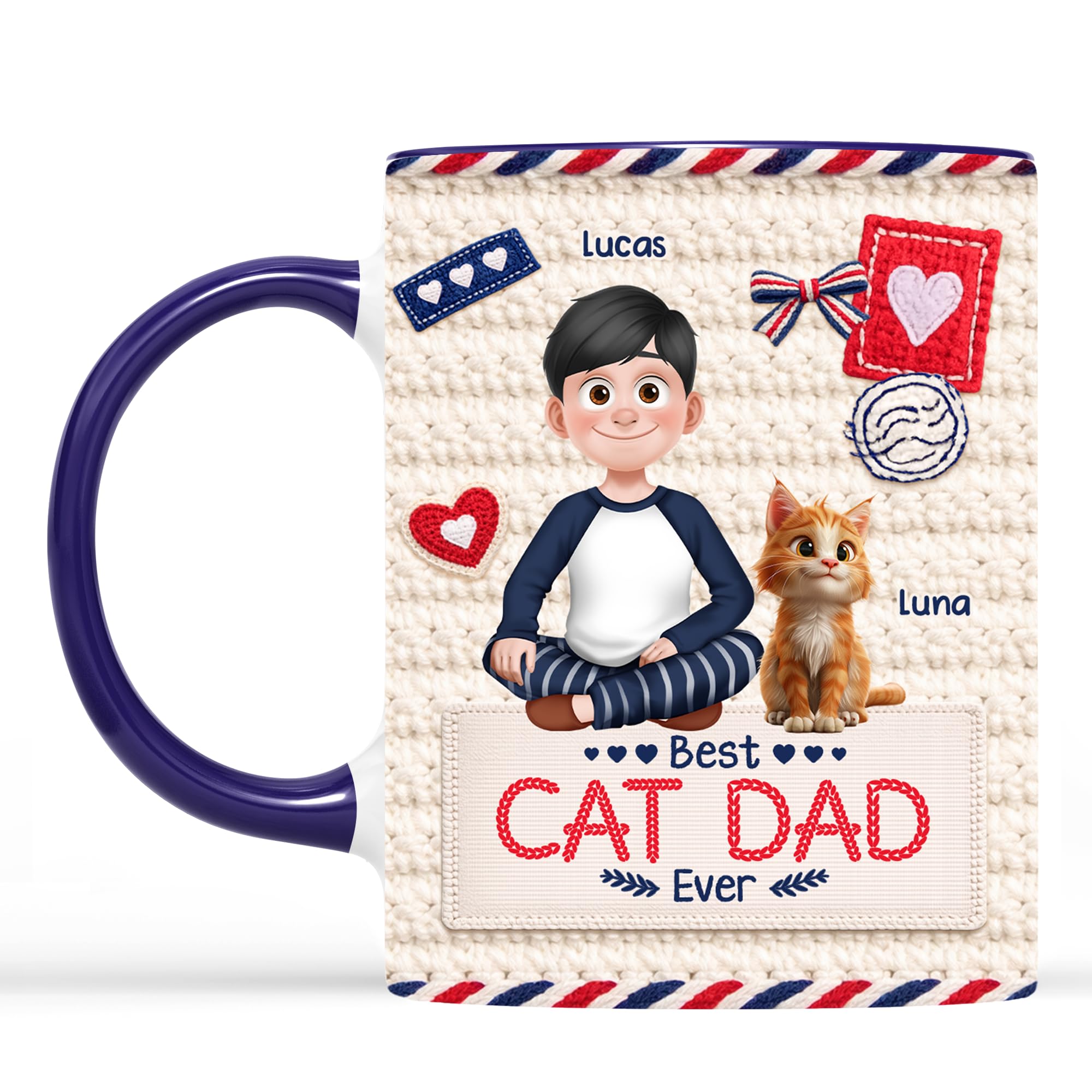 Personal Chic Custom Mug Name - Best Cat Dad Ever - Cat dad Gifts, Cats Mum Gifts, Personalised Cats Mug, Cats dad Mugs for Men (Male #1)