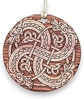 Vista 1 de Nudo de dragón vikingo - Adorno de cedro crudo de 3 x 3 pulgadas