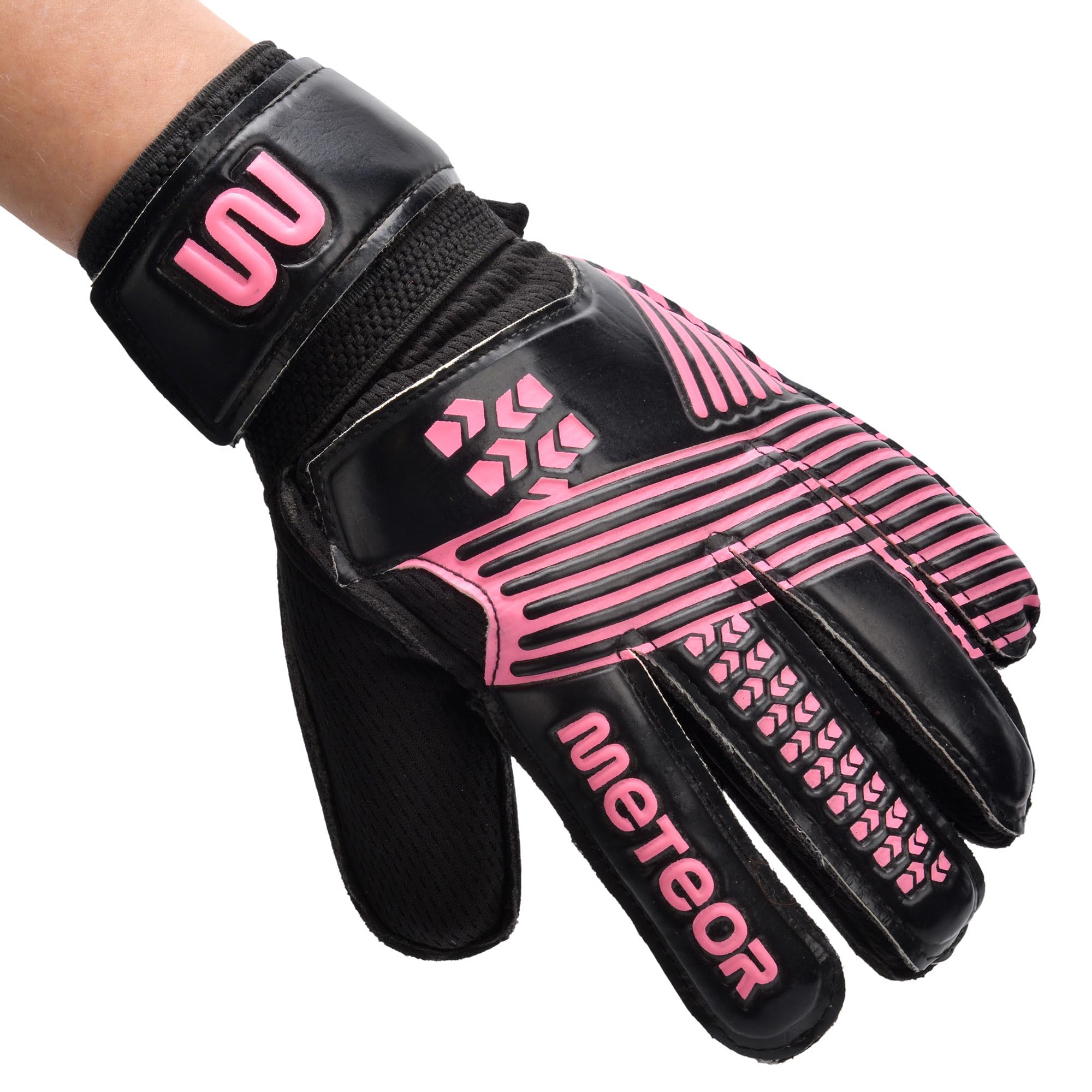 meteor Catch goalkeeper gloves, Goalkeeping gloves Flat Cut, EVA Foam Padding, Strong Grip in Wet & Dry Conditions - Image 2