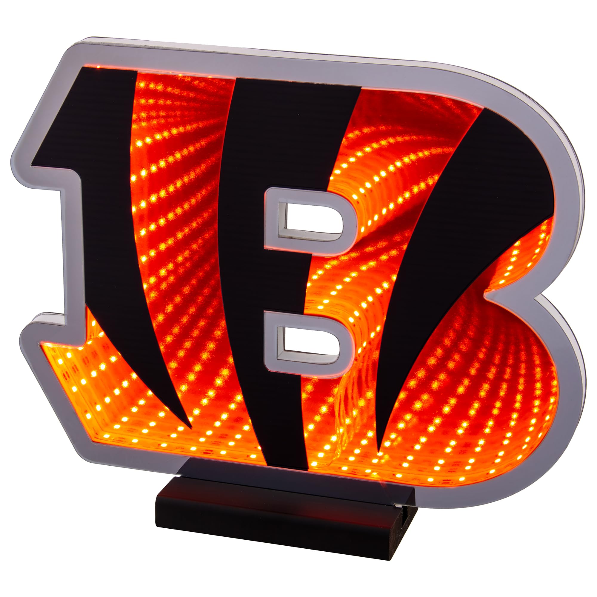 Sporticulture NFL Team Cincinnati Bengals LED Infinity Logo Light - 3D Light Effect, Acrylic Display with UL Plug and Stand