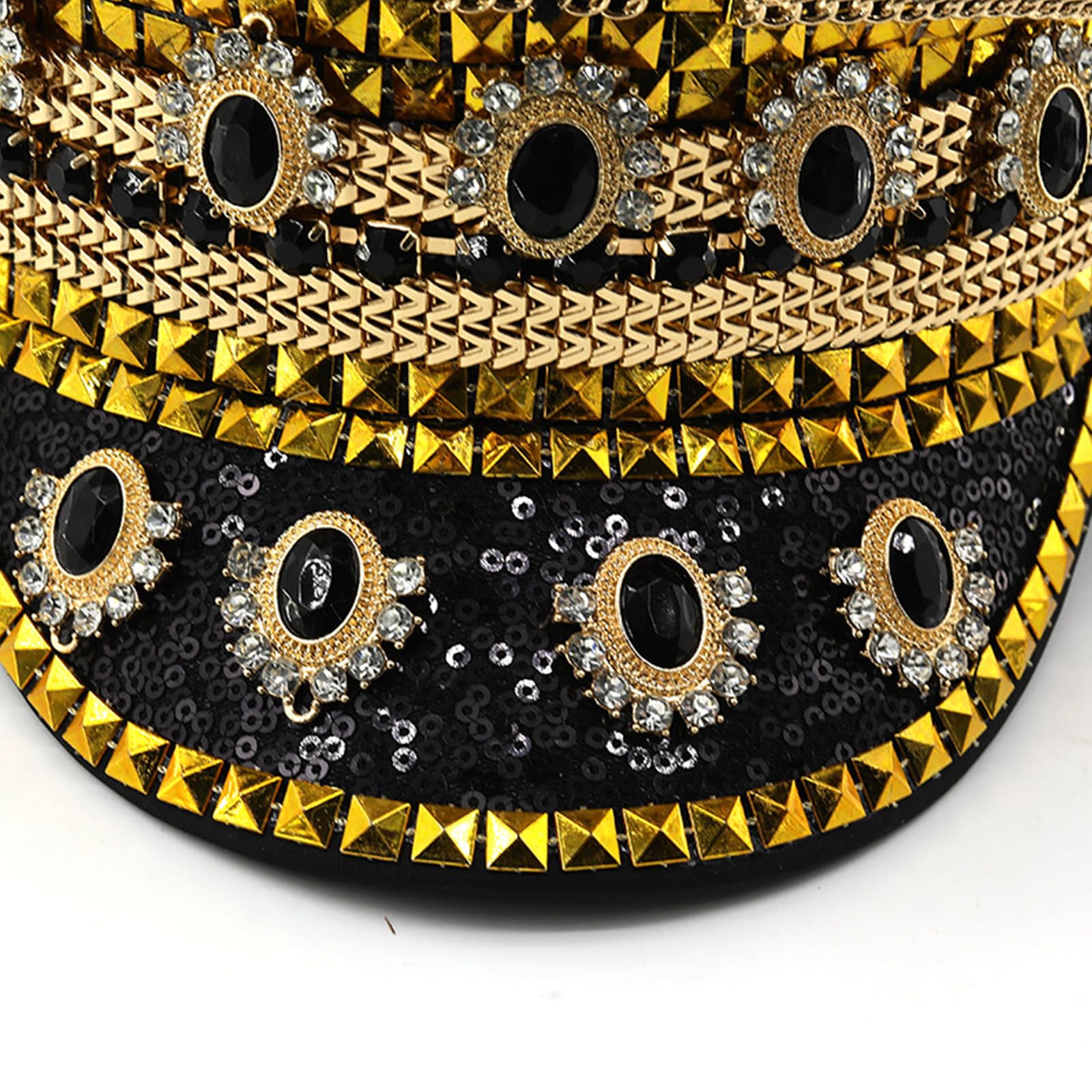 Chapeau haut-de-forme de luxe avec strass décorés - Accessoire de photographie - Accessoire de festival de musique