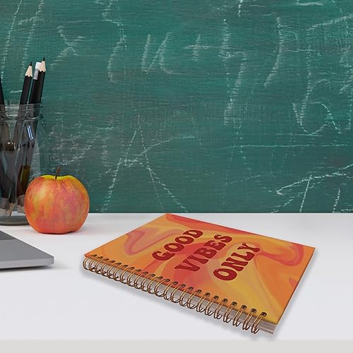 Miniatura 4 de VNWEK Groovy - Cuaderno retro de los años 70 con espiral, diseño hippie de los años 70, diseño abstracto de espiral naranja amarillo y naranja, 5.5