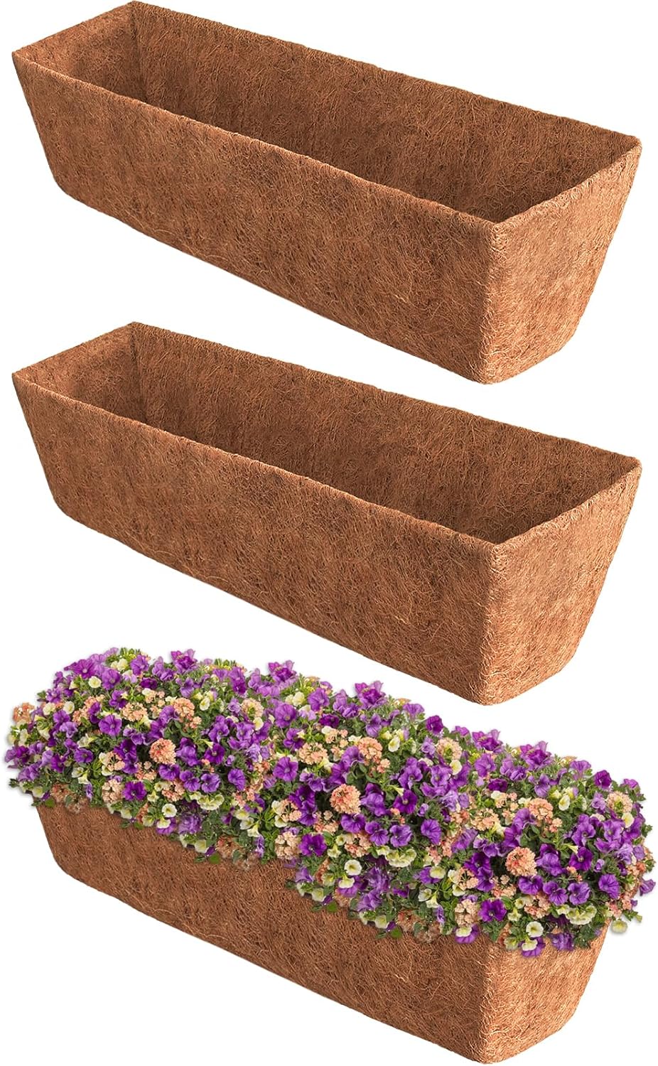 3PCS 30 Inch Coco Liner 100% Natural Through Coco Liners for Planters Coco Coir Basket Liners for Wire Baskets Window Boxes Planters Vegetables Flowers Indoor Outdoor Plants