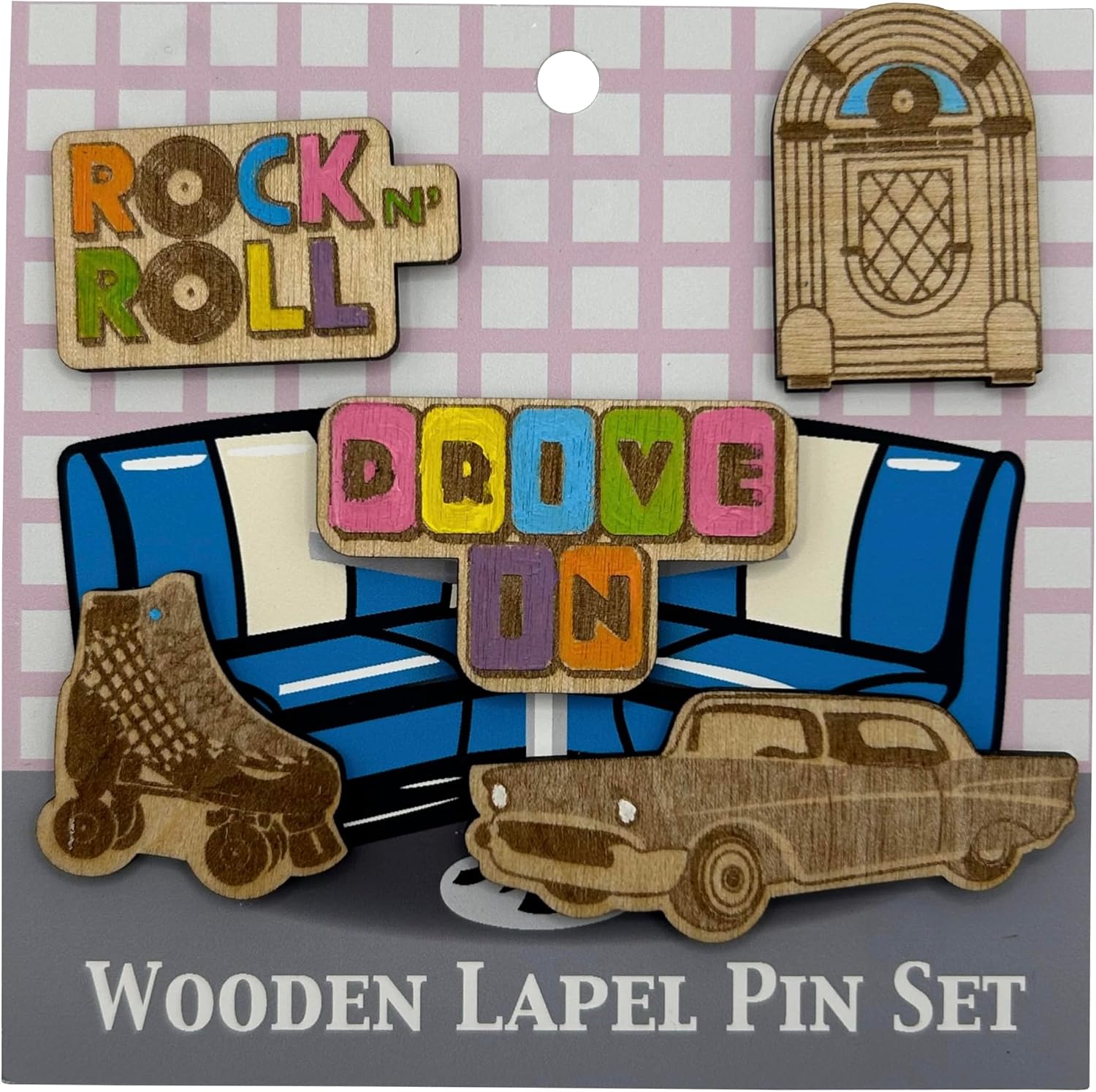 2026 - Retro Diner - Wooden Pin Set of 5 - With Magnets