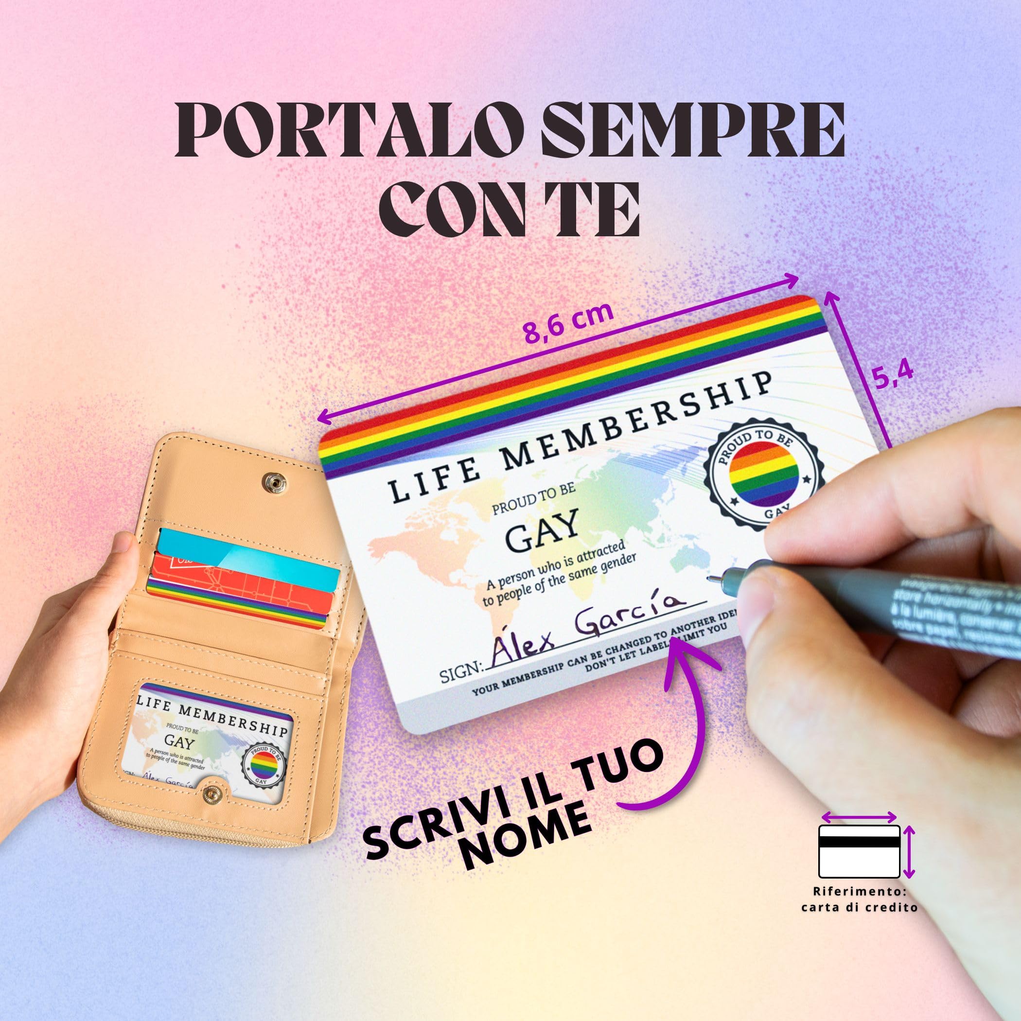 Tessera Orgoglio Gay, Accessori LGBTI, PVC, Regalo Inclusivo