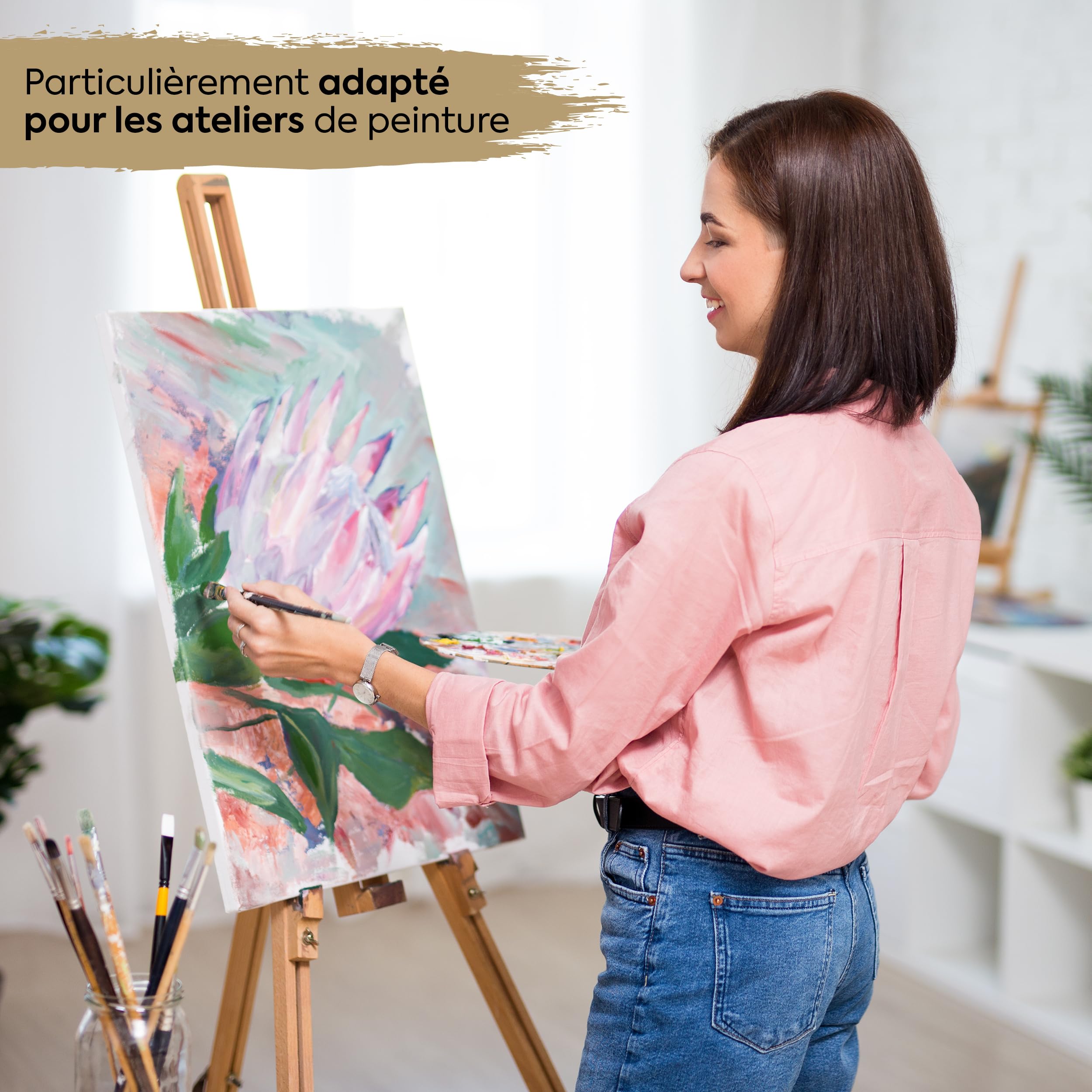 Toiles de Peinture Van Nassau Fine Art | Lot de 12 toiles à peindre | 50 x 70 cm | Châssis petit/grand | Carton de peinture | Peinture acrylique, à l'huile et à l'aquarelle - 100% coton sans acide