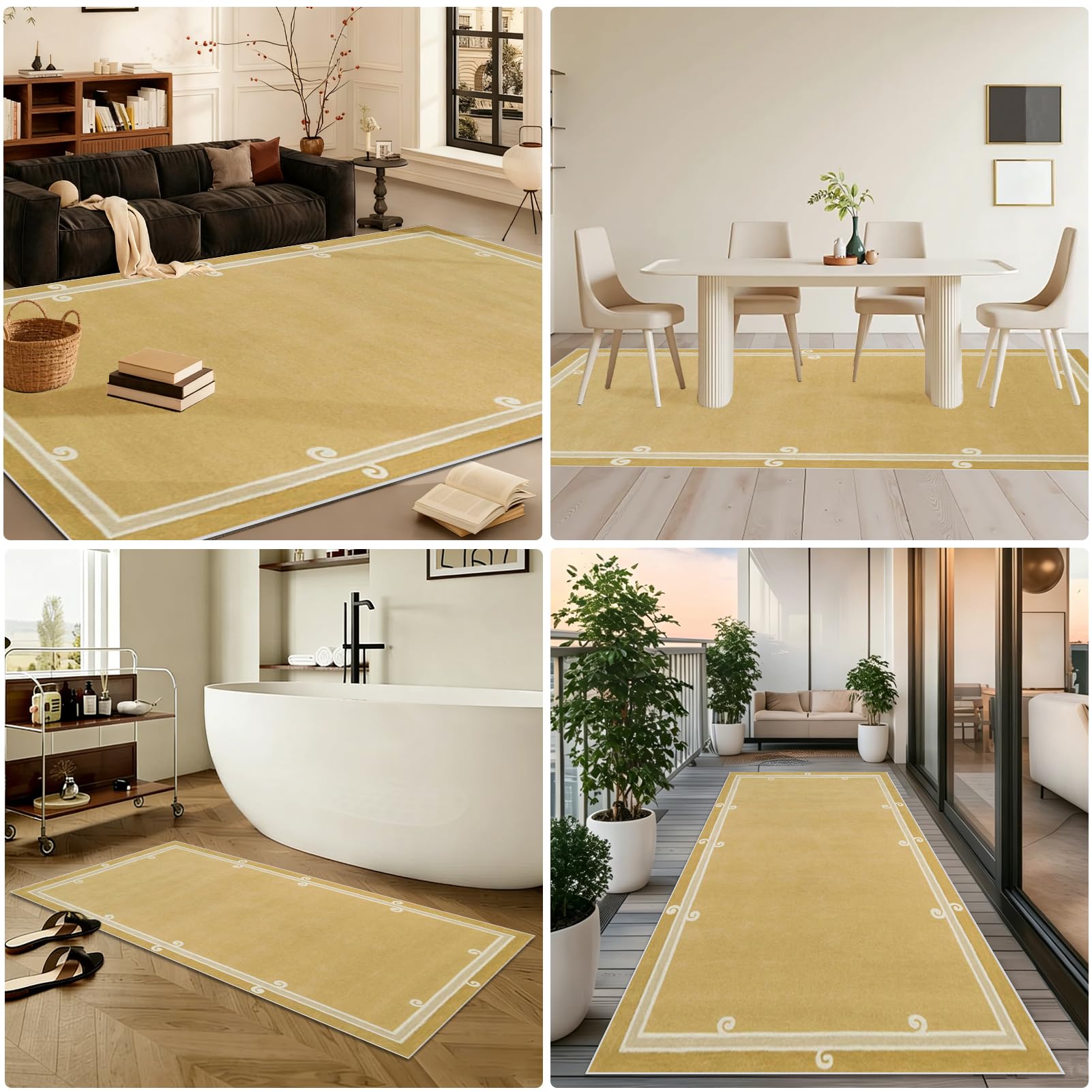 Tapis Couloir Long Tapis Cuisine Devant Evier 60 x 220 cm Jaune