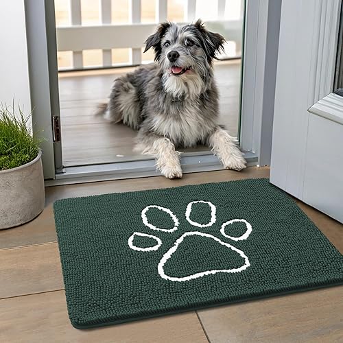 Miniatura 87 de Smiry Tapete para puerta de perro para patas fangosas, absorbente que atrapa la suciedad, antideslizante, de secado rápido, lavable, tapete de