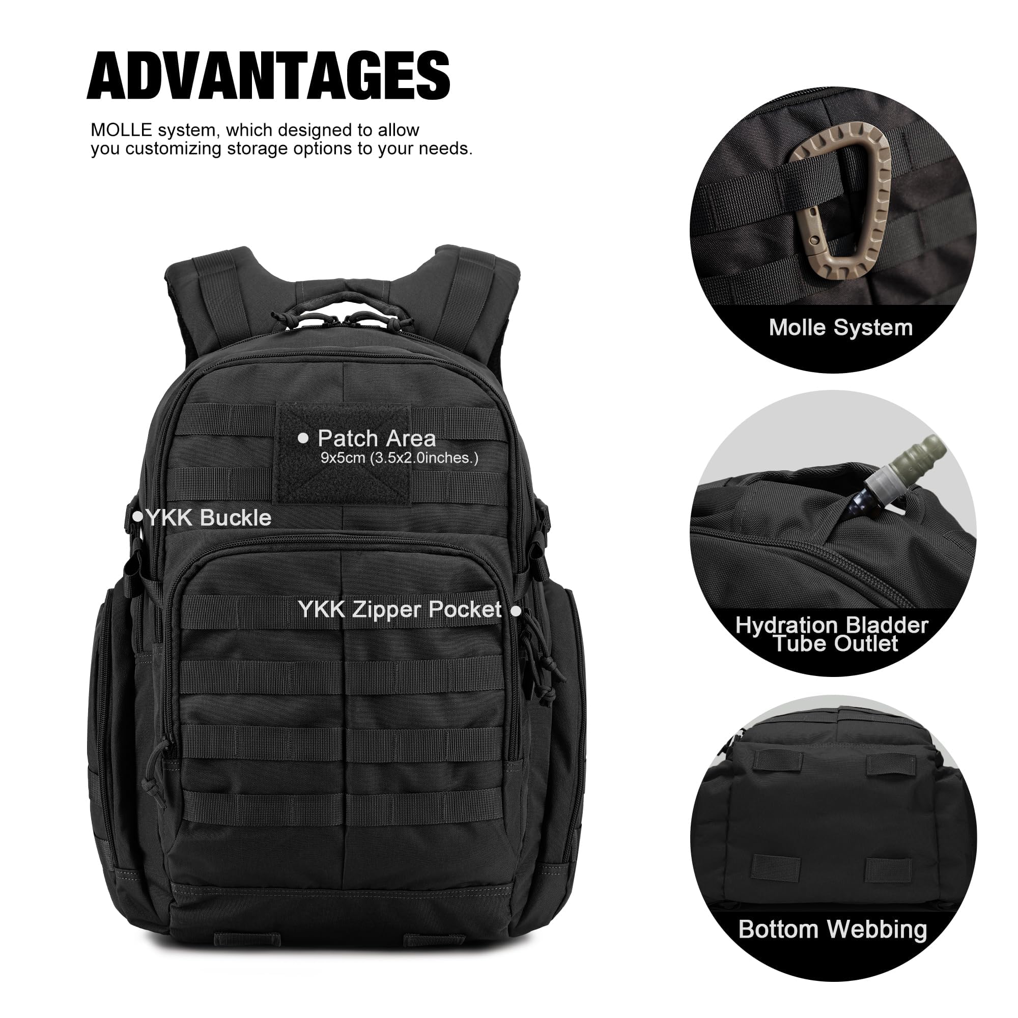 Mardingtop 25L/40L Taktischer Rucksack Herren Wanderrucksack mit MOLLE-System Militär Rucksack, Tactical Backpack für Assault Wandern Reisen Outdoor Arbeit
