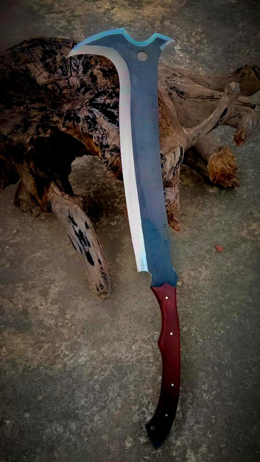 DARK WARRIOR - Handmade Viking Machete Sword High Carbon Steel Blade Sword Full Tang Outdoor Hunting Camping Hiking Survival Cosplay LARP-Prop Medieval Cutlass Swords with Leather Sheath