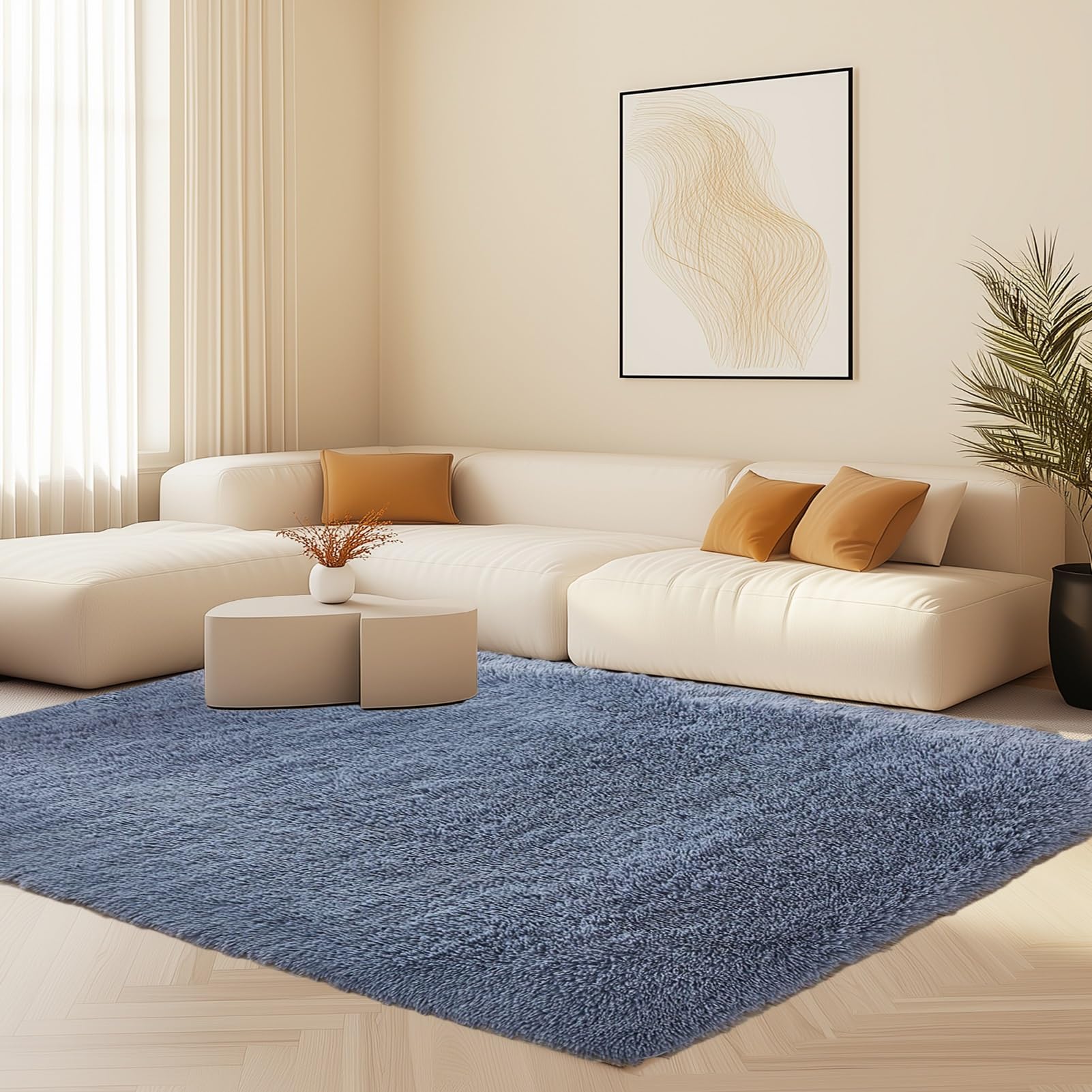 Alfombra de Pelo Largo 145 x 280 cm Lavable Antideslizante Moderna y Esponjosa Alfombra Peluda Esponjoso Adecuado para La Decoración de Salas de Estar y Dormitorios, Gris