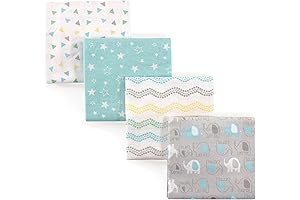 Luvable Friends Unisex Baby Elephant 4-Pack Cotton Receiving Blankets
