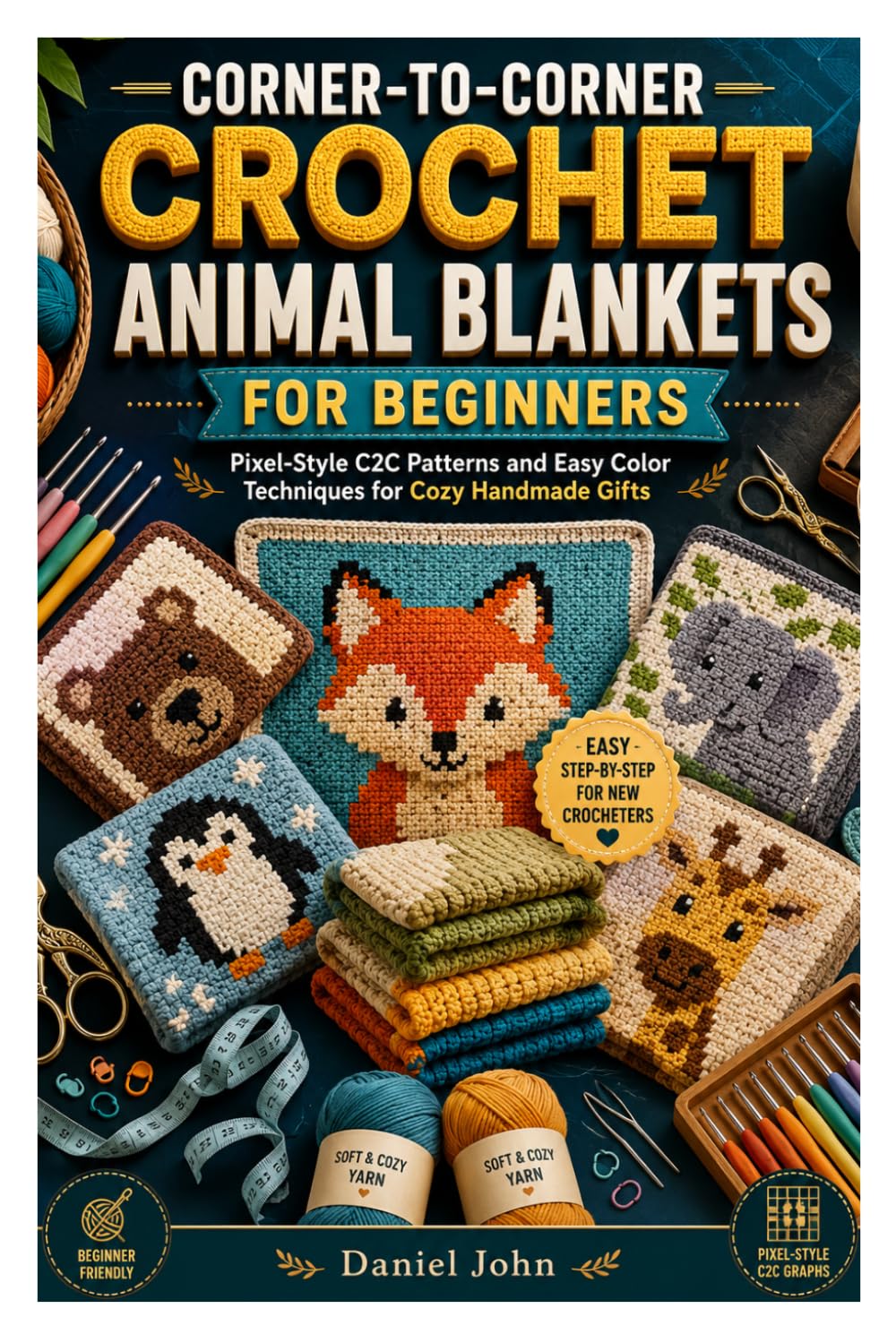 CORNER-TO-CORNER CROCHET ANIMAL BLANKETS FOR BEGINNERS: Pixel-Style C2C Patterns and Easy Color Techniques for Cozy Handmade Gifts