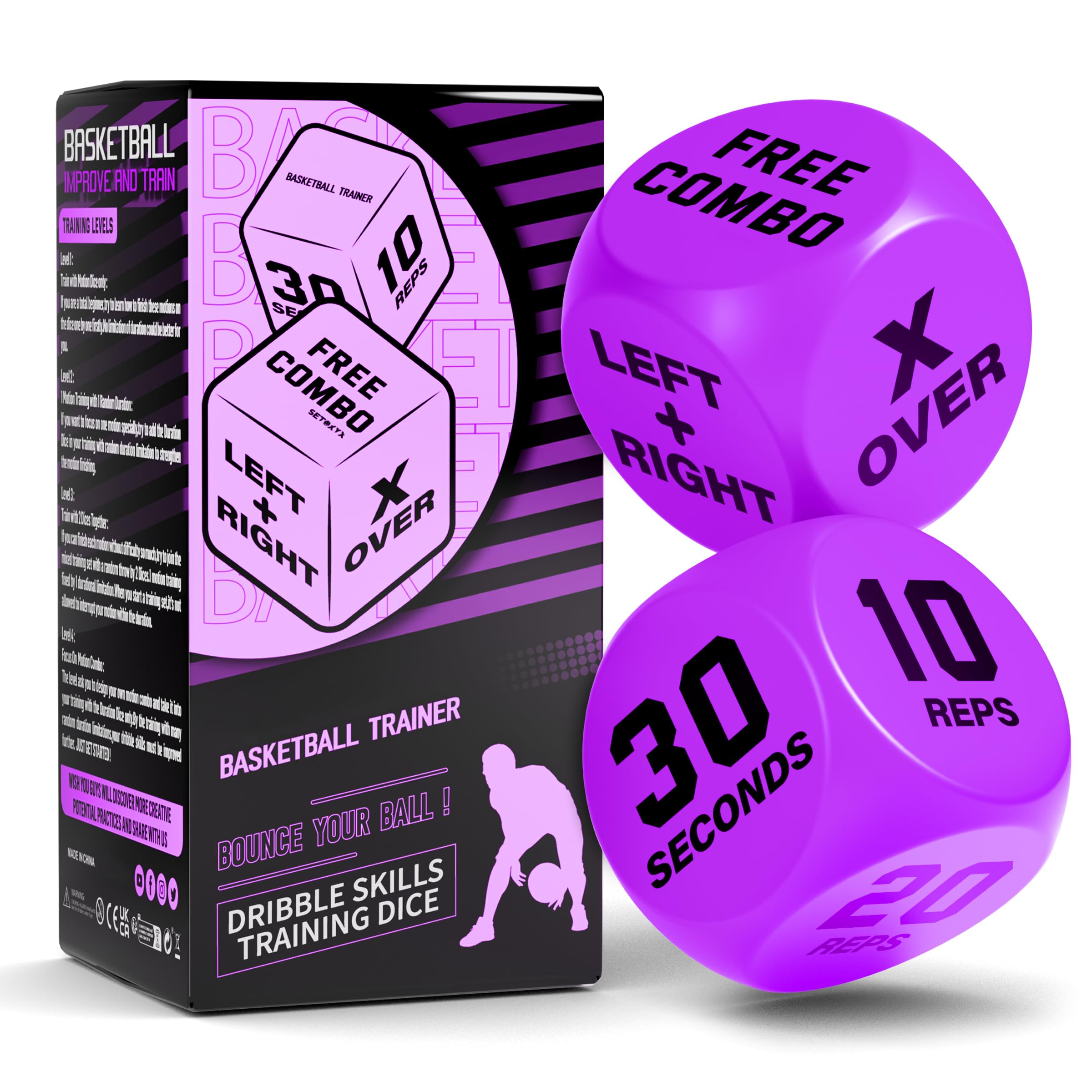 SIRUITON Basketball Training Dice (2pcs) - Fun & Portable Basketball Skills Trainer Gifts for Boys and Girls, Teens & Adults