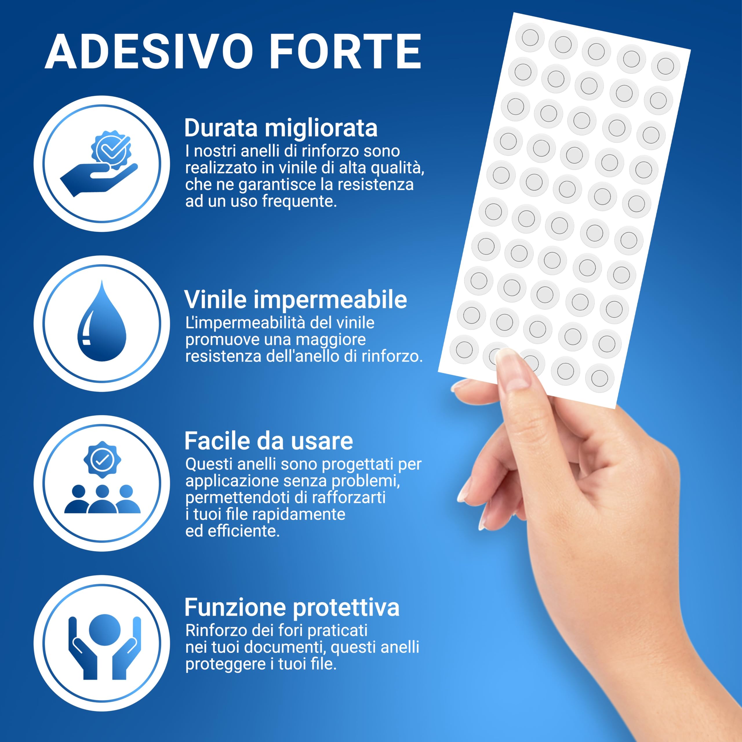 Salvabuchi Fogli Anelli Rinforzi Trasparenti 3000 - Anelli Autoadesivi in Vinile