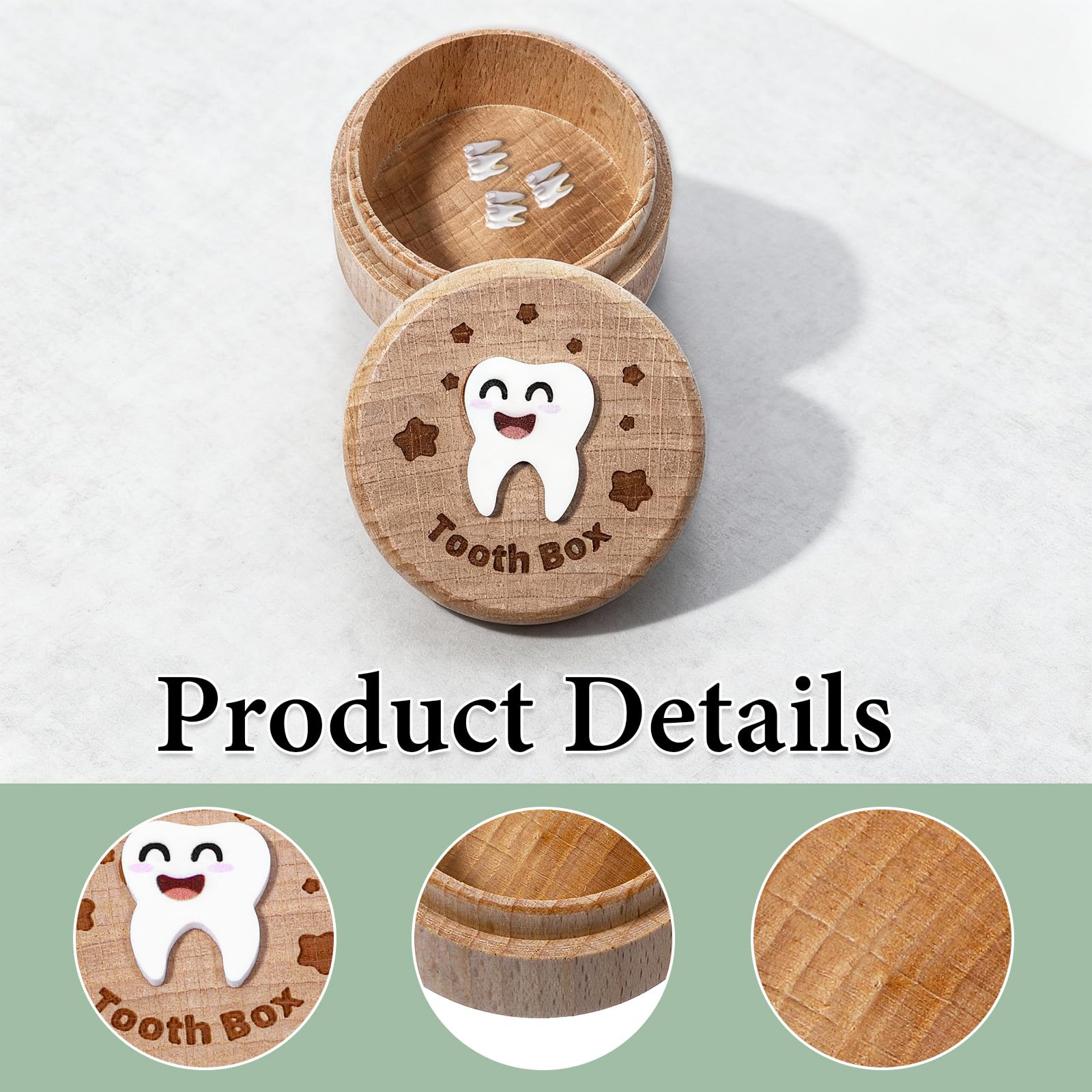 LIQWEI 1 Pc 3D Carved Tooth Fairy Box, Wood Tooth Storage Boxs Fairy Holder - Image 2