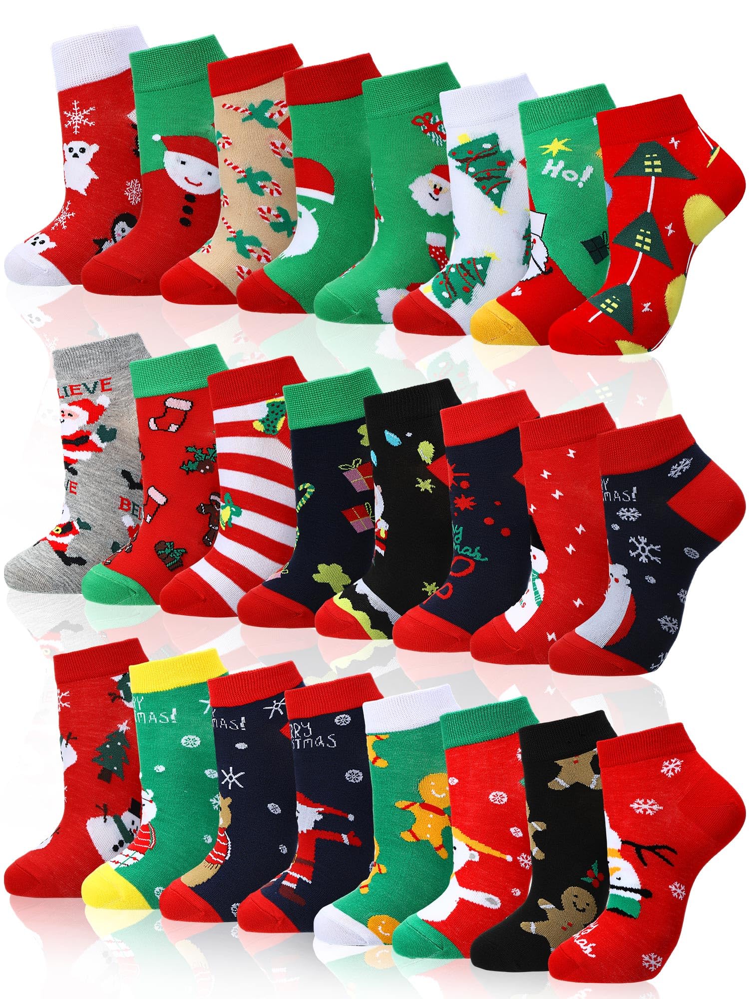 Giegxin 24 pares de calcetines tobilleros, calcetines de corte bajo, calcetines coloridos para regalo