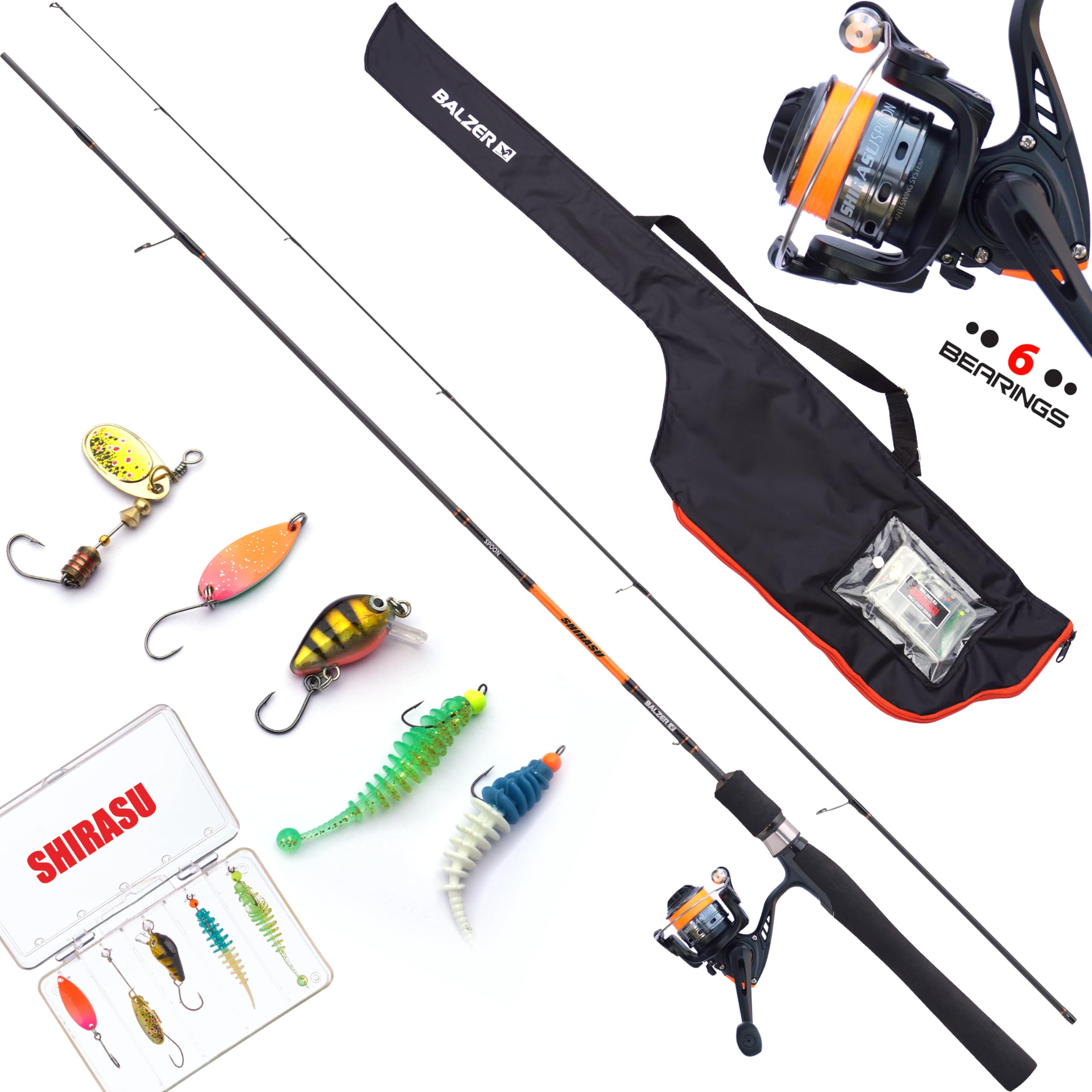 Balzer Shirasu Spoon Combo Rute Rolle Schnur Angelset