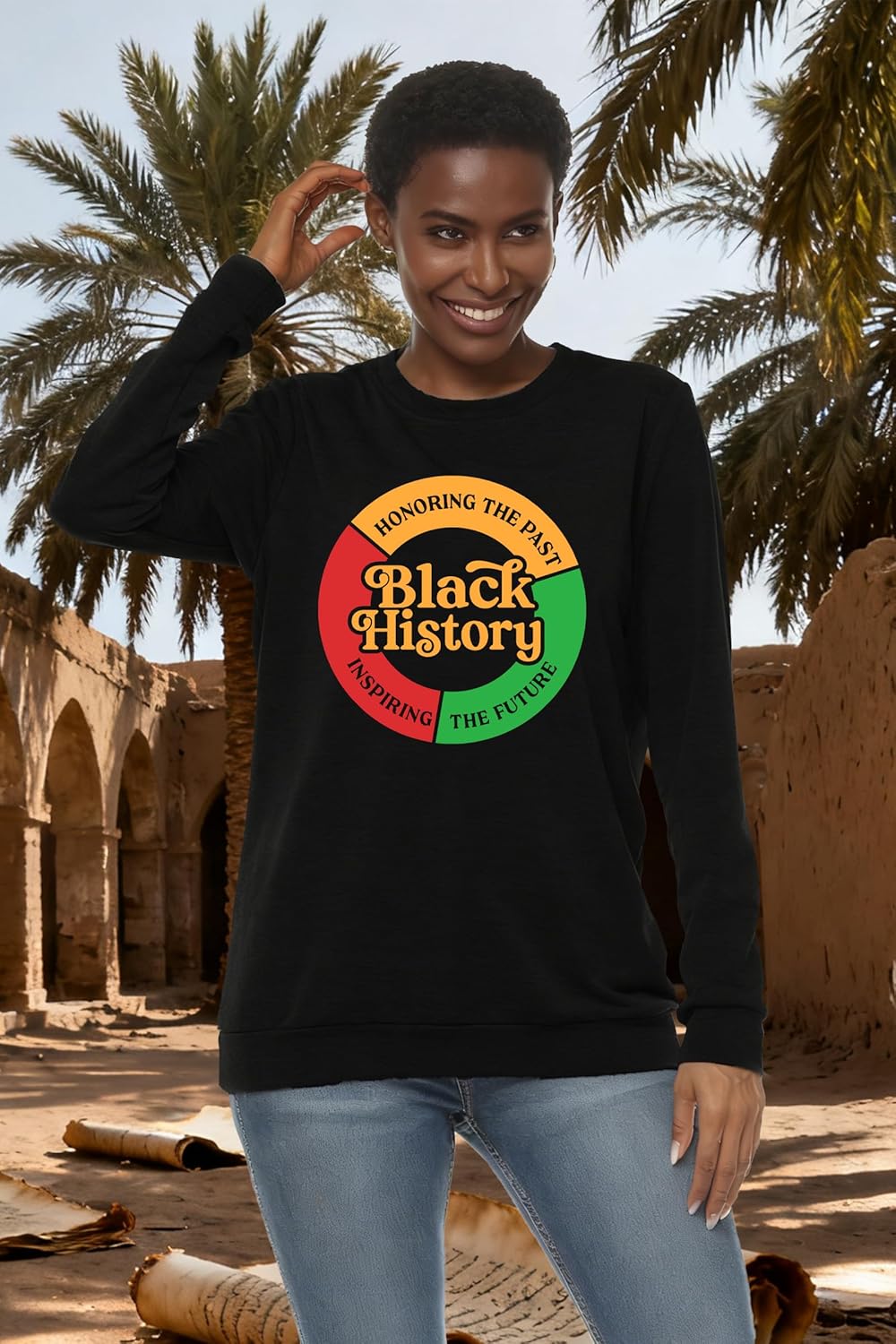 Women Black History Sweatshirts: Black History Month Sweatshirt African American Long Sleeve Pullover Tops - Image 4
