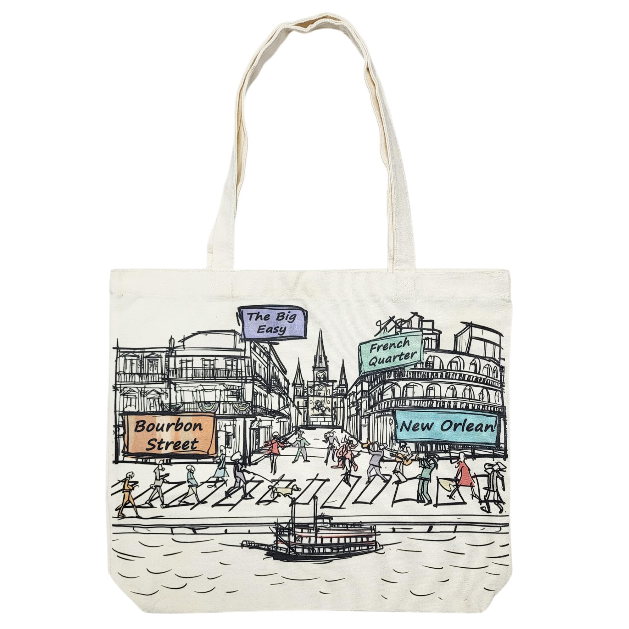 Beary Blu Cities Around the World Artwork Tote Bag Series- Designed in the USA, 17"x14", Double Sided Print, Souvenir & Gift
