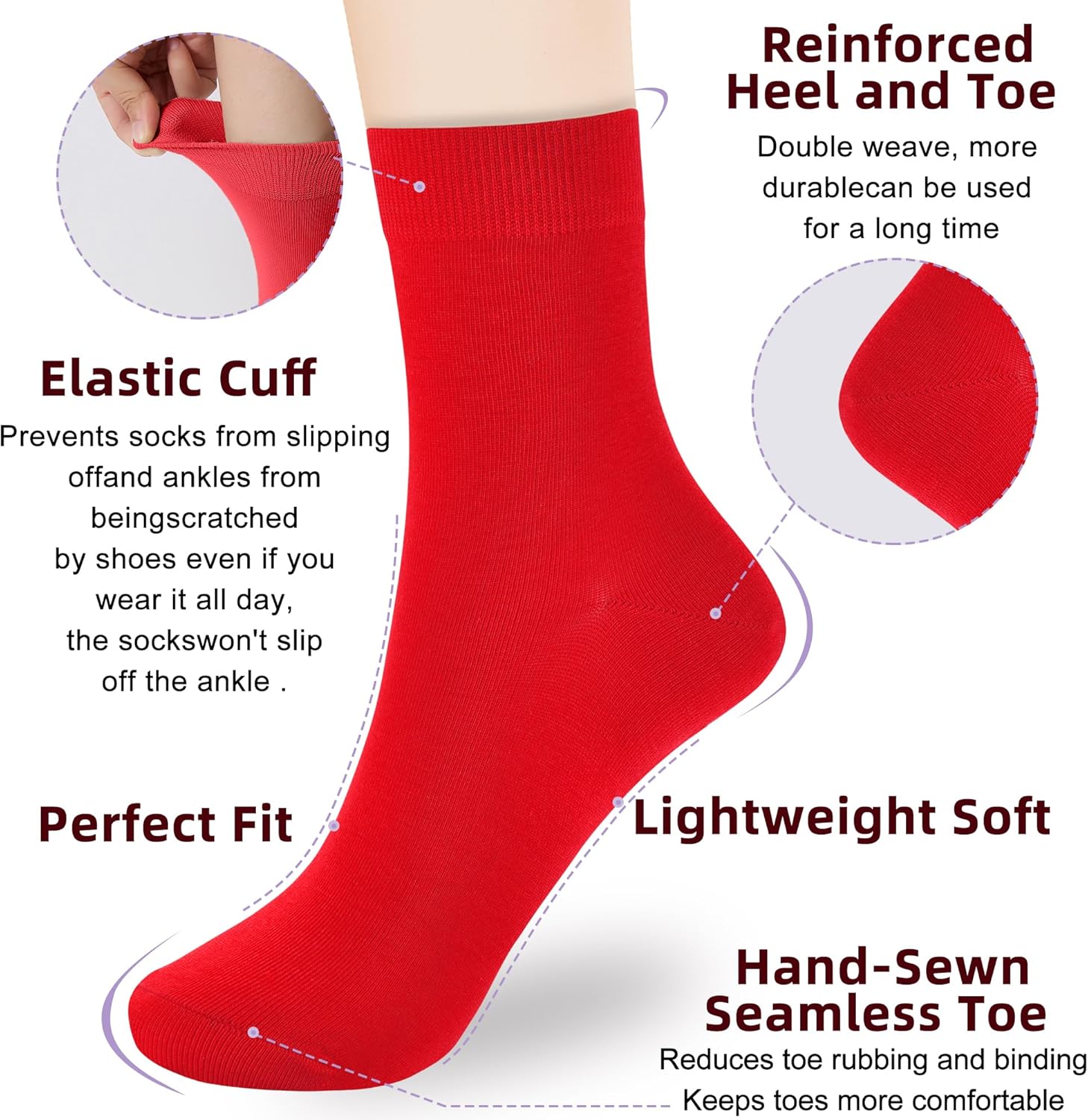 Corlap Women's Thin Above Ankle Socks - 6Pairs Cotton Casual Bootie Dress Crew Socks - Image 3