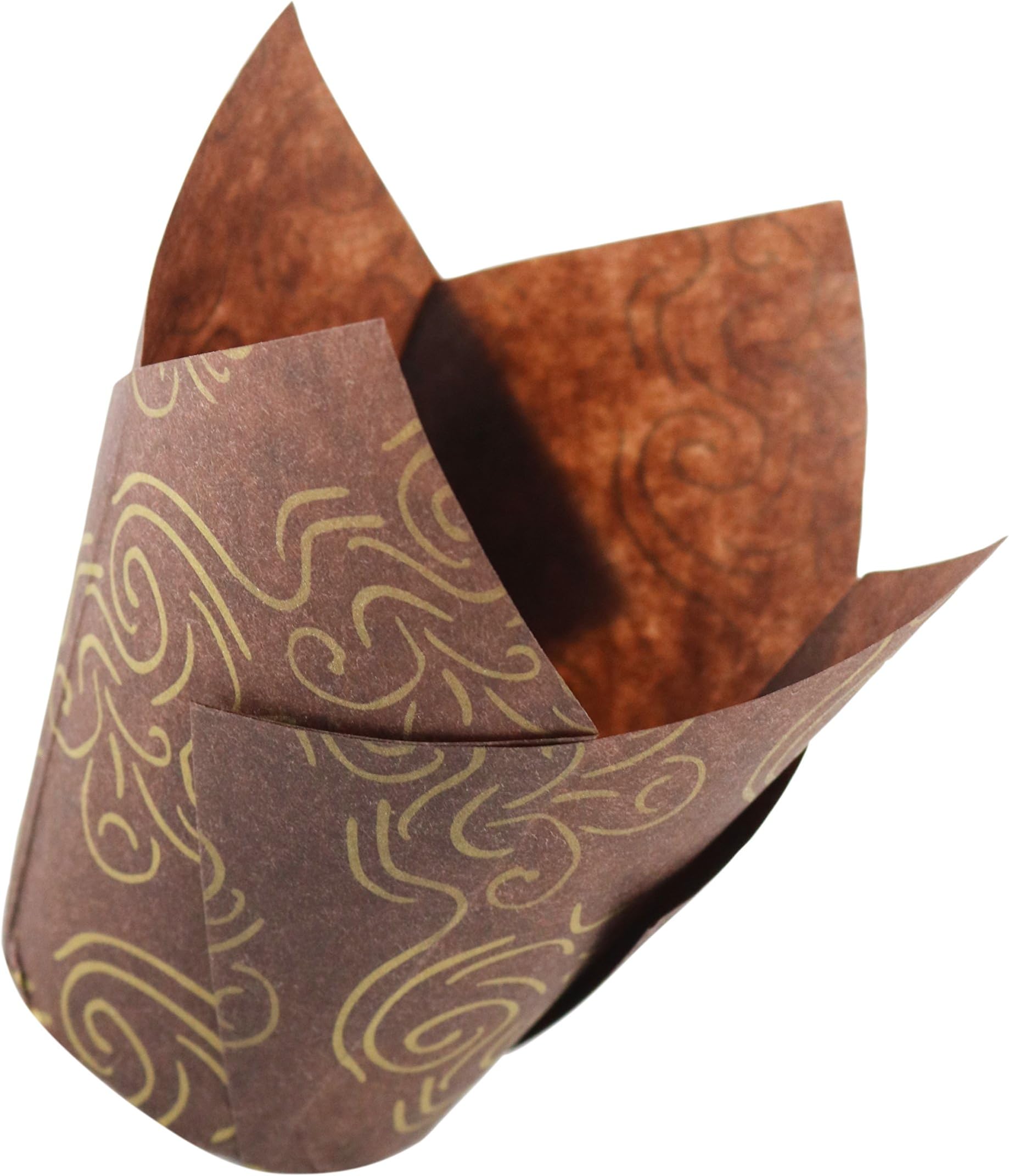 Brown and Gold Tulip Liners for Your Muffins or Cupcakes (120 Pieces) for Baking – Standard Size - For Professional and Beautiful Presentation - Unbleached and Non Toxic