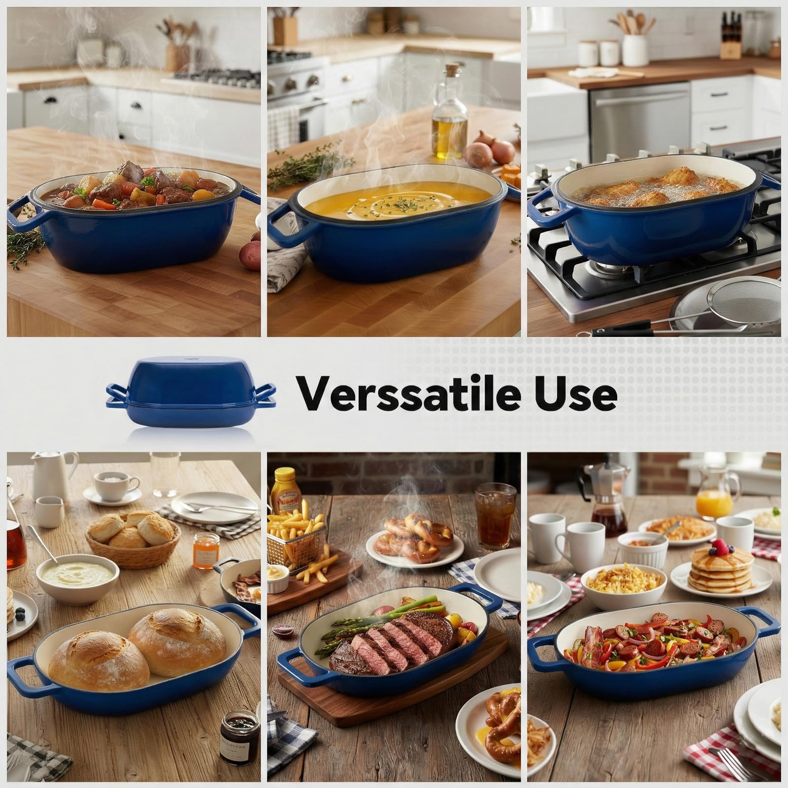 Northriver Casting Ovaler Dutch Oven aus emailliertem Gusseisen zum Brotbacken, 30,5 x 20,3 cm, Brottopf mit Deckel, ideal für Sauerteig, handwerkliche Brote und Familienessen, 5 l