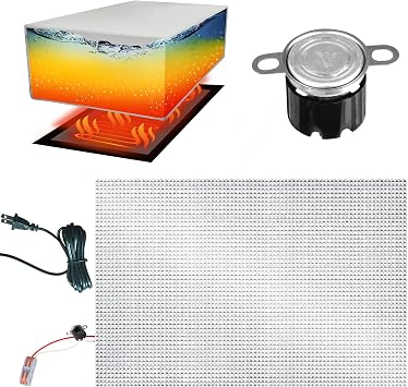 120V AC Heater Pad for RV Holding Tank, W 12" x L 18" with Automatic Thermostat Control, use with Up to 50 Gallons Fresh Water/Grey Water/Black Water Tank