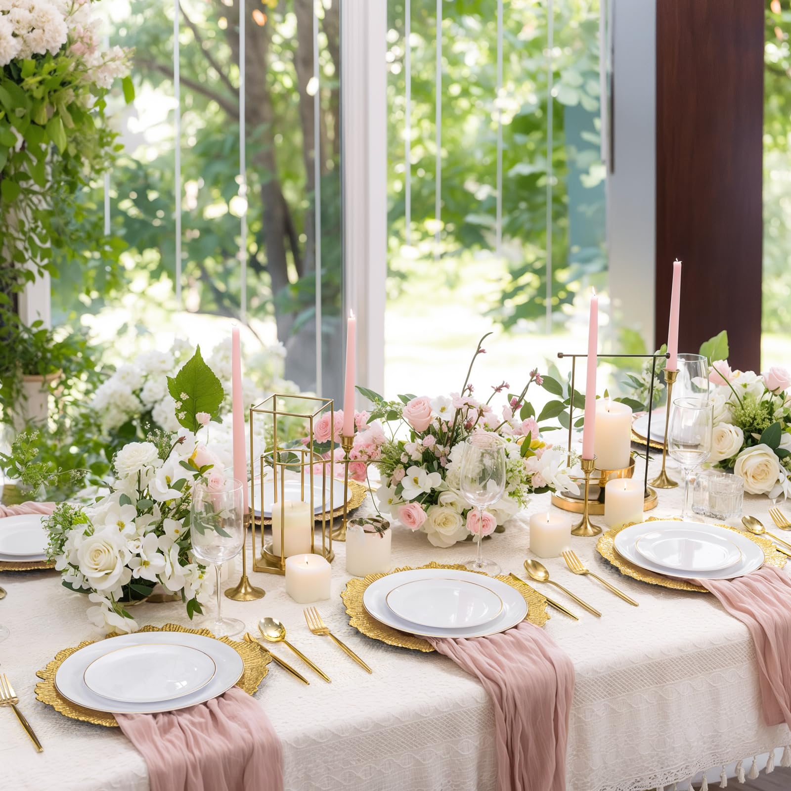 LIYH Lot de 24 assiettes de chargement dorées de 33 cm pour assiettes à dîner, idéales pour décorer une table, une fête de mariage