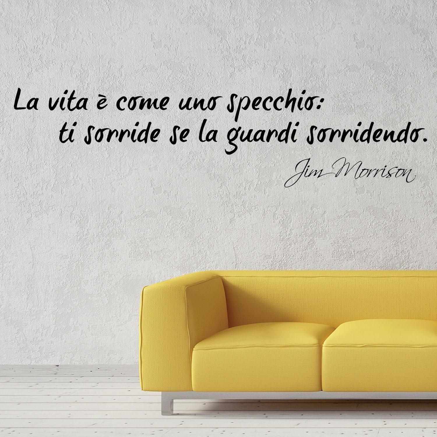 Adesivo prespaziato da parete Jim Morrison: "la vita è come uno specchio" (LARGE 200 CM. X 60 CM.)