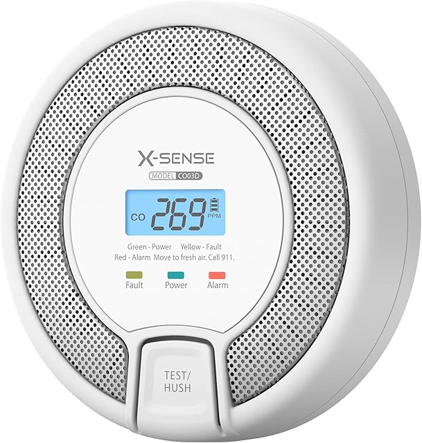 X-Sense Carbon Monoxide Detector Alarm with Digital Display, Replaceable Battery Operated CO Alarm Detector, Conforms to EN 50291 Standard, CO03D
